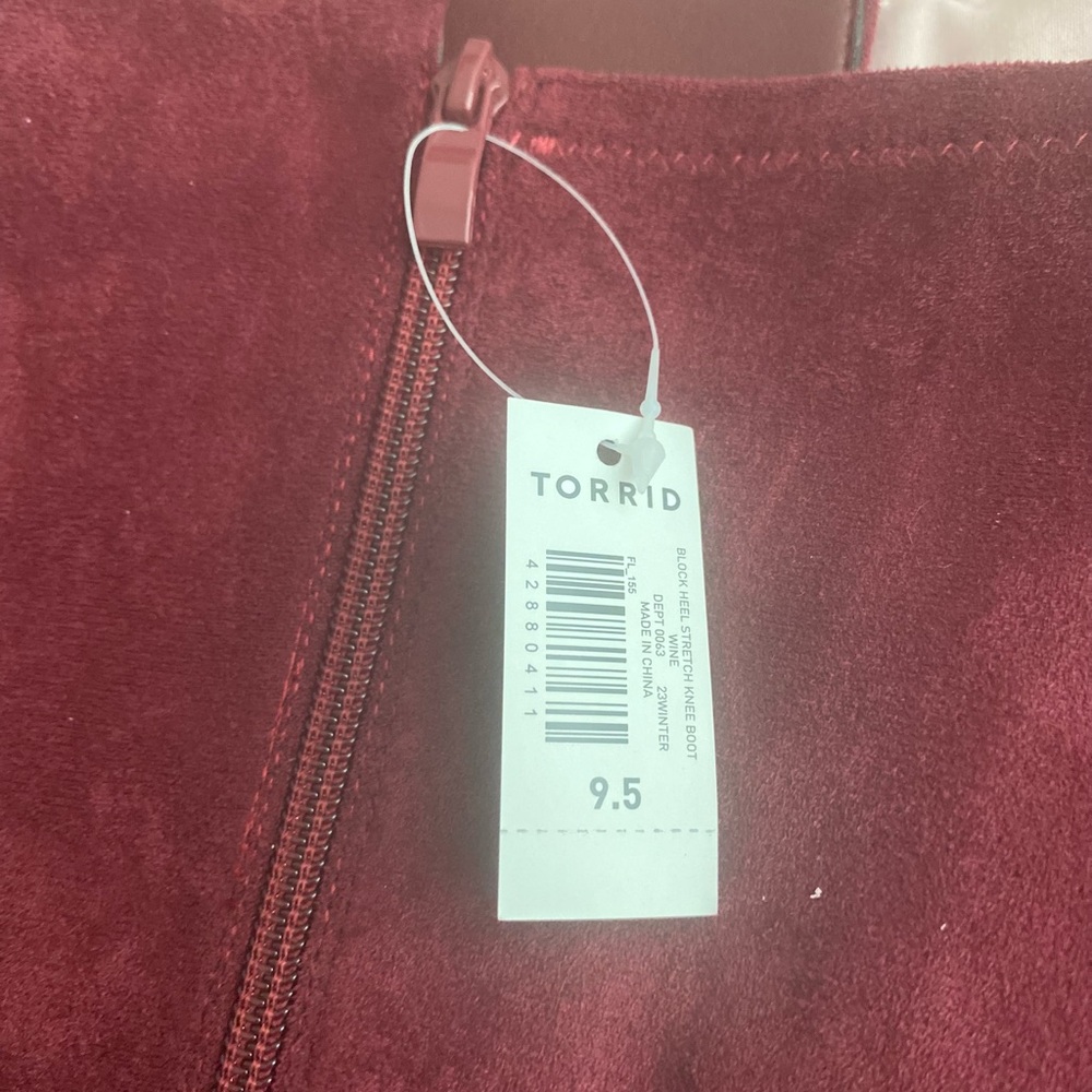Womens Over-the-Knee Suede Boots in Burgundy - Classic Block Heel - Picture 2 of 3
